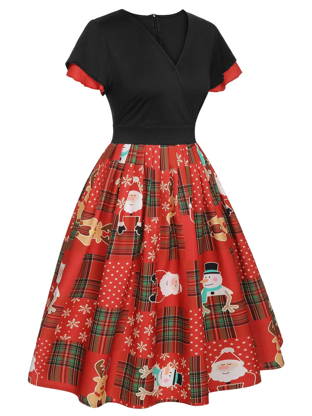 Red 1950s Christmas Plaid Santa Claus Dress 3 Red 1950s Christmas Plaid Santa Claus Dress - Image 3