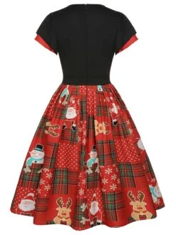 Red 1950s Christmas Plaid Santa Claus Dress 10 Red 1950s Christmas Plaid Santa Claus Dress -Candi Clothing Shop SCHL003113 3 compressed