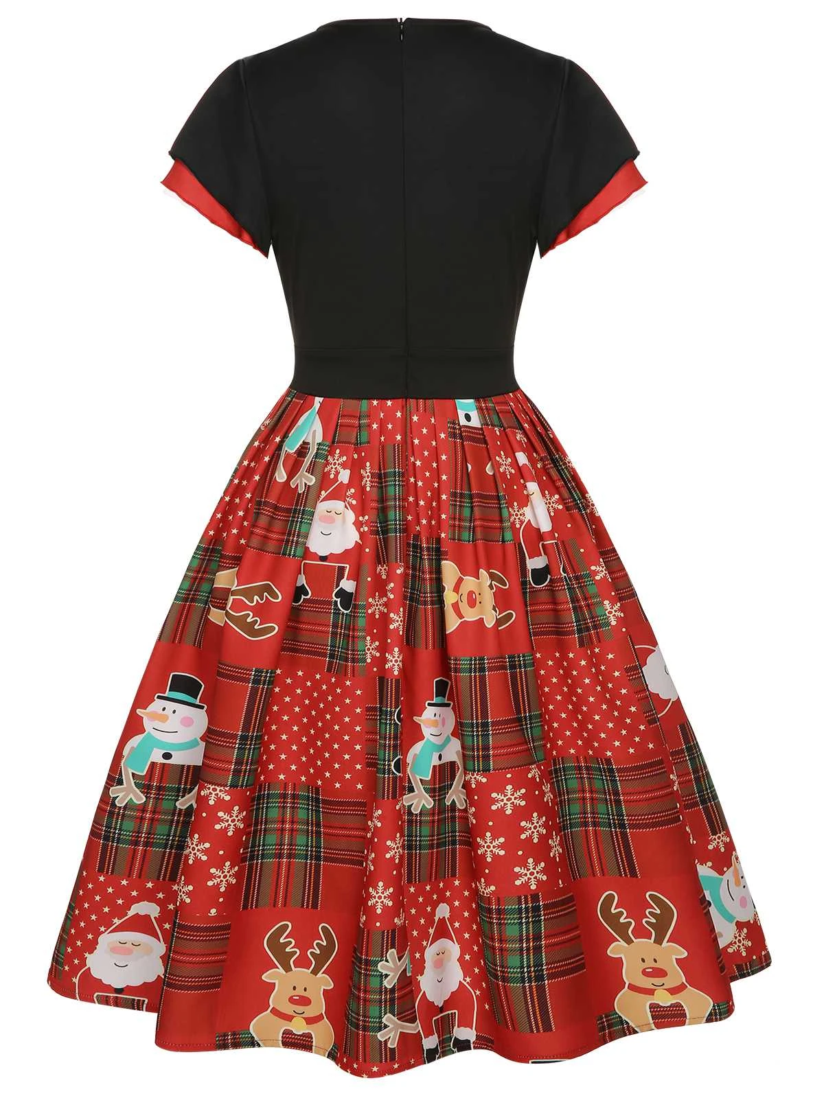 Red 1950s Christmas Plaid Santa Claus Dress 4 Red 1950s Christmas Plaid Santa Claus Dress - Image 4