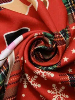 Red 1950s Christmas Plaid Santa Claus Dress 13 Red 1950s Christmas Plaid Santa Claus Dress -Candi Clothing Shop SCHL003113 6 compressed