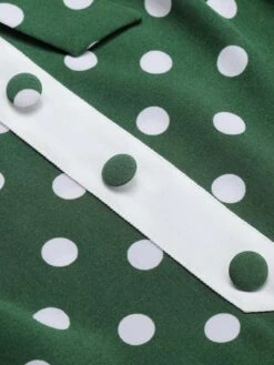 Green 1940s Polka Dot Bowknot Patchwork Dress -Candi Clothing Shop SCHL003135 5