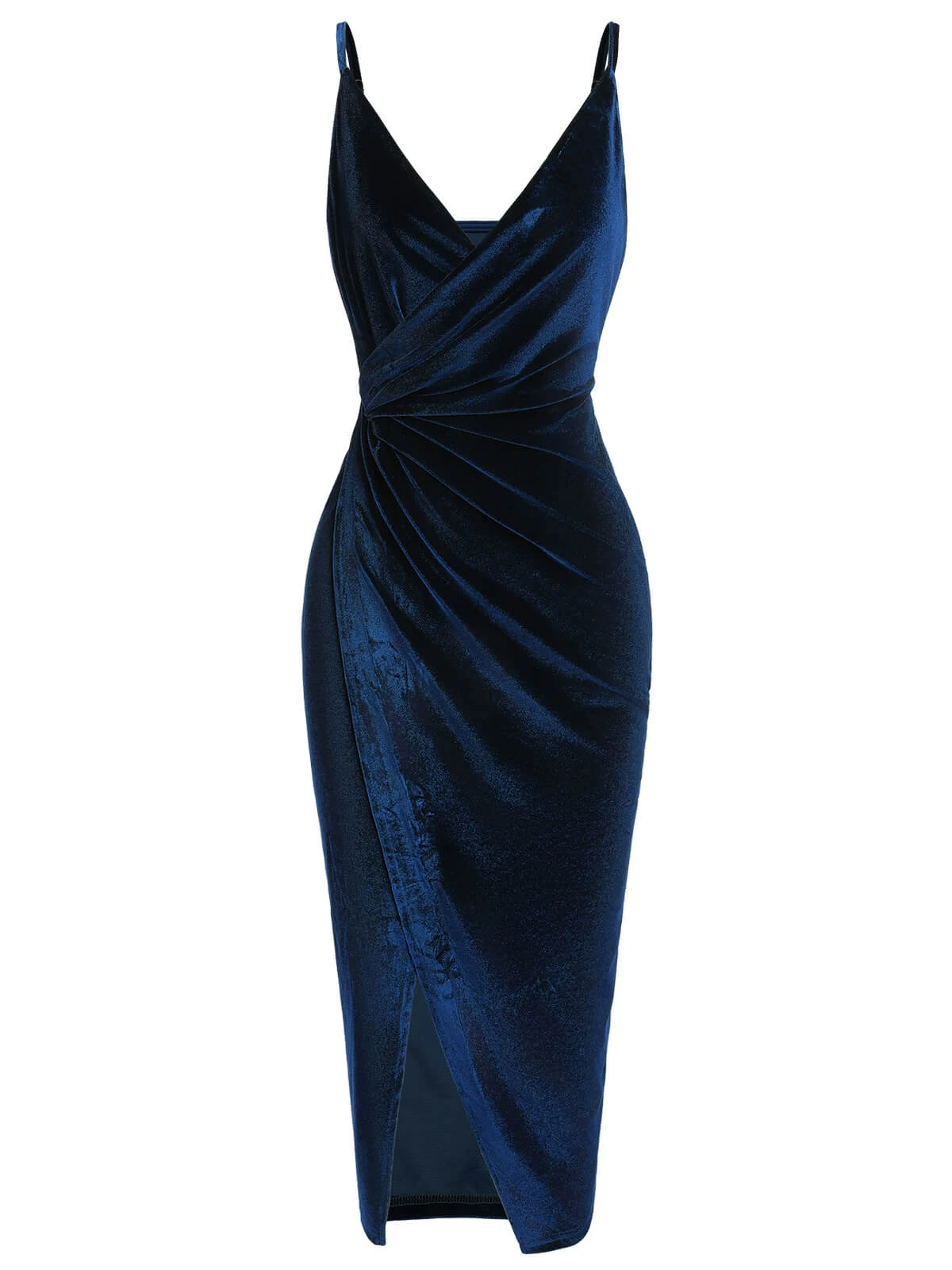 1960s Solid Velvet V-Neck Strap Dress 2 1960s Solid Velvet V-Neck Strap Dress - Image 2