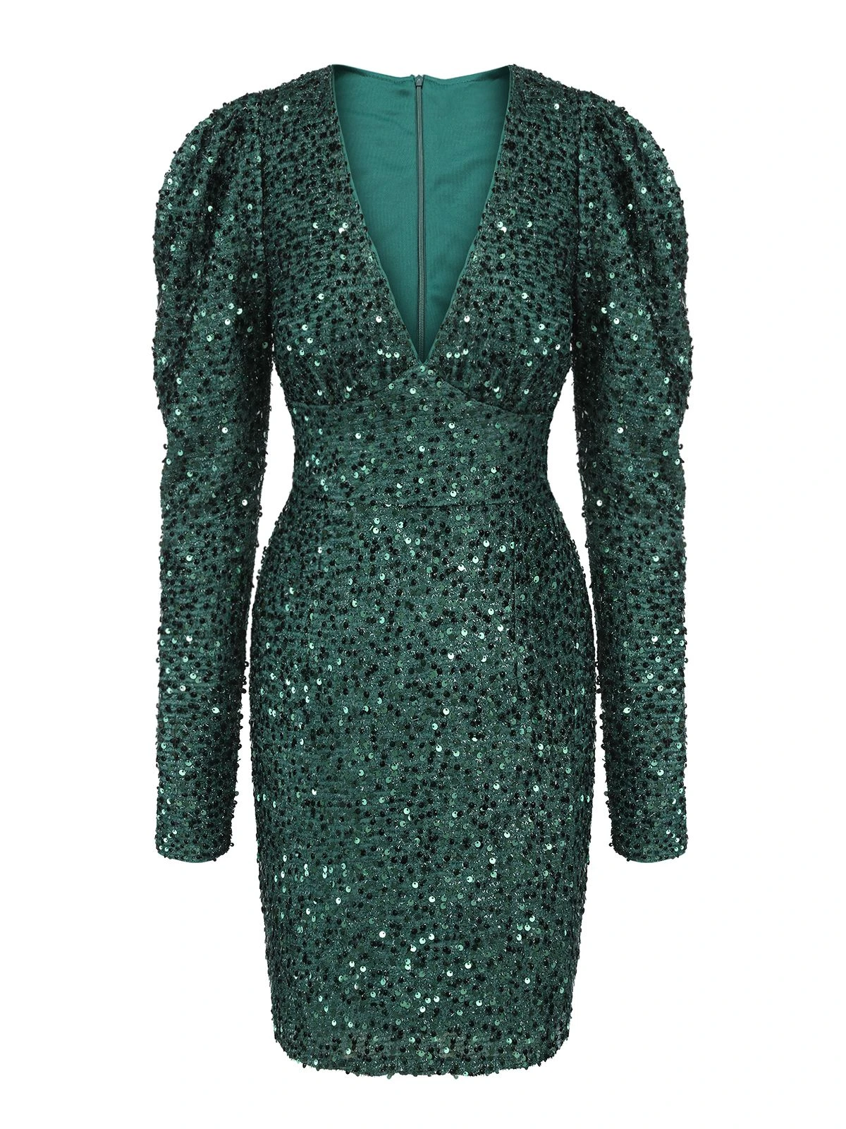 Green 1960s Christmas Sequin V-Neck Pencil Dress 2 Green 1960s Christmas Sequin V-Neck Pencil Dress - Image 2