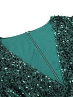 Green 1960s Christmas Sequin V-Neck Pencil Dress 13 Green 1960s Christmas Sequin V-Neck Pencil Dress -Candi Clothing Shop SCHL003142 6