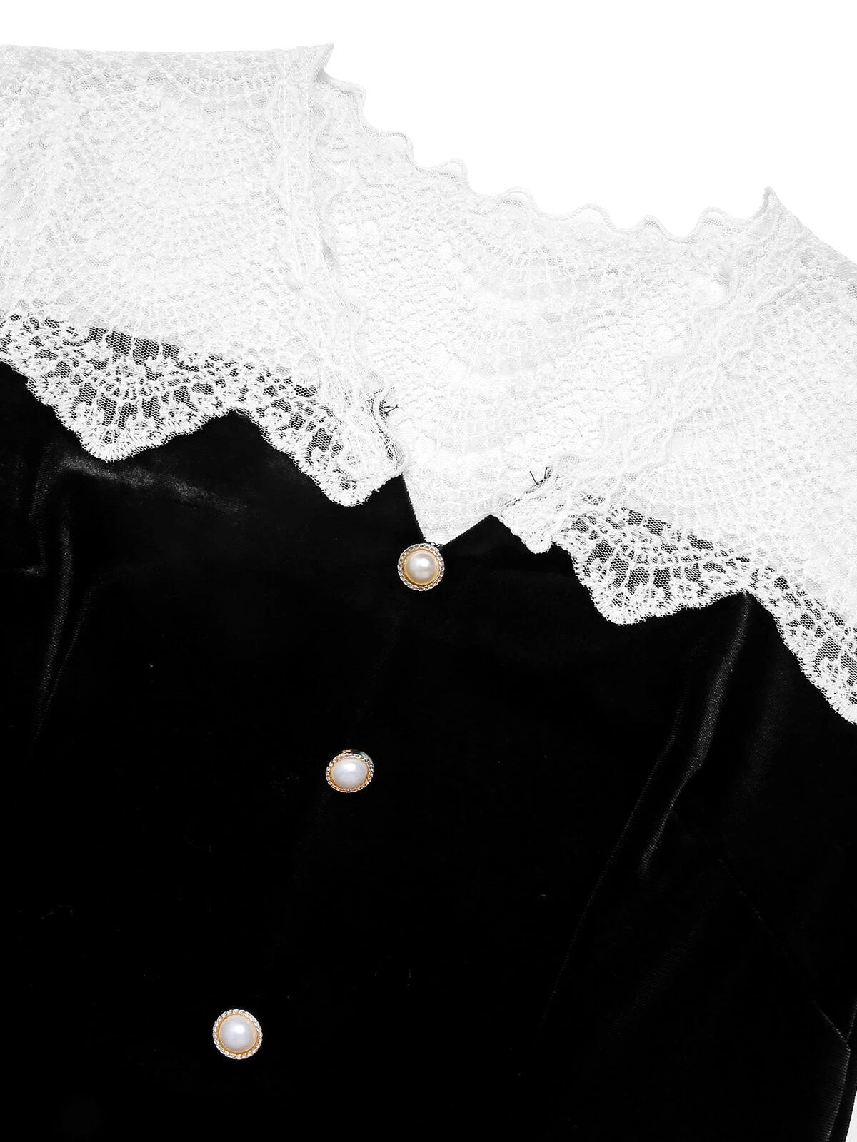 Black & White 1960s Lapel Patchwork Velvet Dress 5 Black & White 1960s Lapel Patchwork Velvet Dress - Image 5