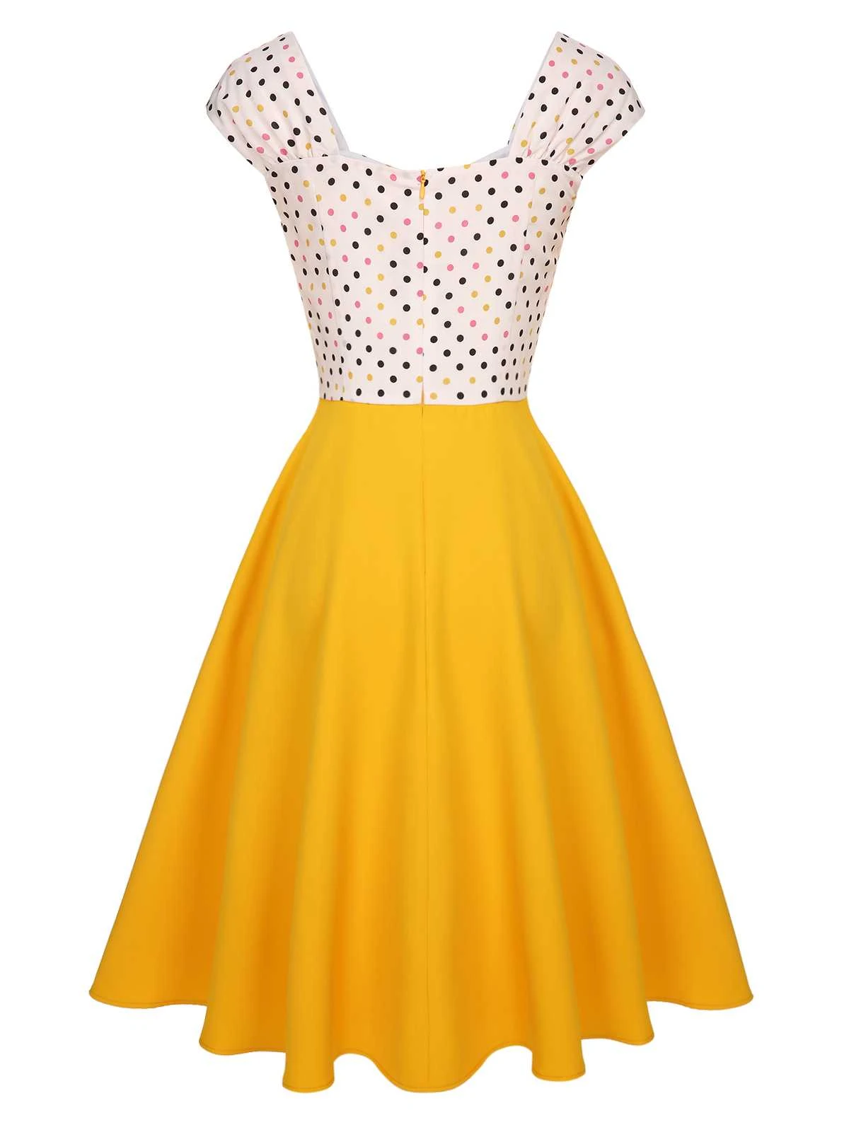 Yellow 1950s Polka Dots Button Dress 4 Yellow 1950s Polka Dots Button Dress - Image 4