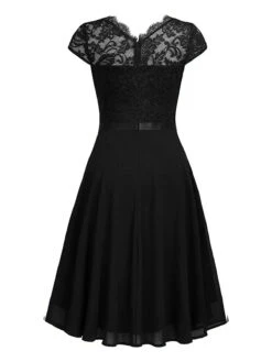 1940s Ruffles Lace Floral Solid Dress 15 1940s Ruffles Lace Floral Solid Dress -Candi Clothing Shop SCHL003285 B 2