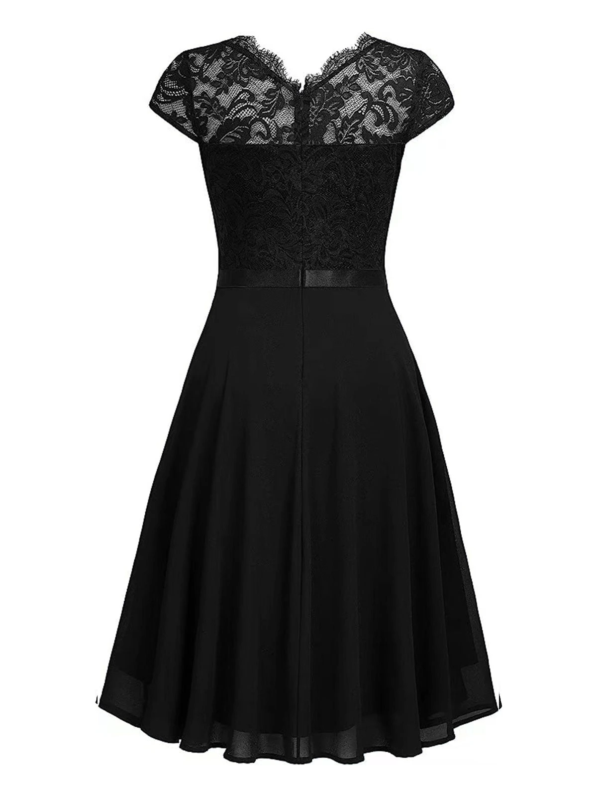 1940s Ruffles Lace Floral Solid Dress 7 1940s Ruffles Lace Floral Solid Dress - Image 7