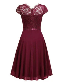 1940s Ruffles Lace Floral Solid Dress 12 1940s Ruffles Lace Floral Solid Dress -Candi Clothing Shop SCHL003285 WR 2