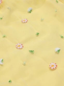 Yellow 1950s V-Neck Daisy Mesh Dress -Candi Clothing Shop SCHL003291 5 compressed