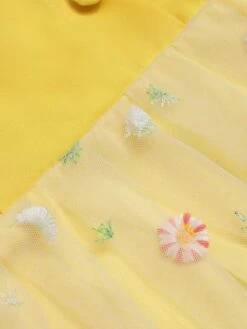 Yellow 1950s V-Neck Daisy Mesh Dress -Candi Clothing Shop SCHL003291 6 compressed