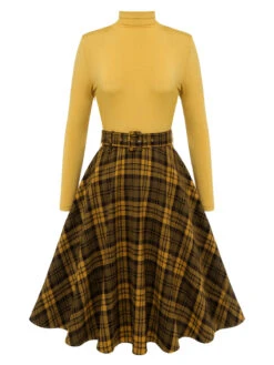2PCS Yellow 1950s Short Coat & Plaid Dress 17 2PCS Yellow 1950s Short Coat & Plaid Dress -Candi Clothing Shop SCHL003331 1 4f47afbf 8d27 48a8 9123 bf7186d75cec