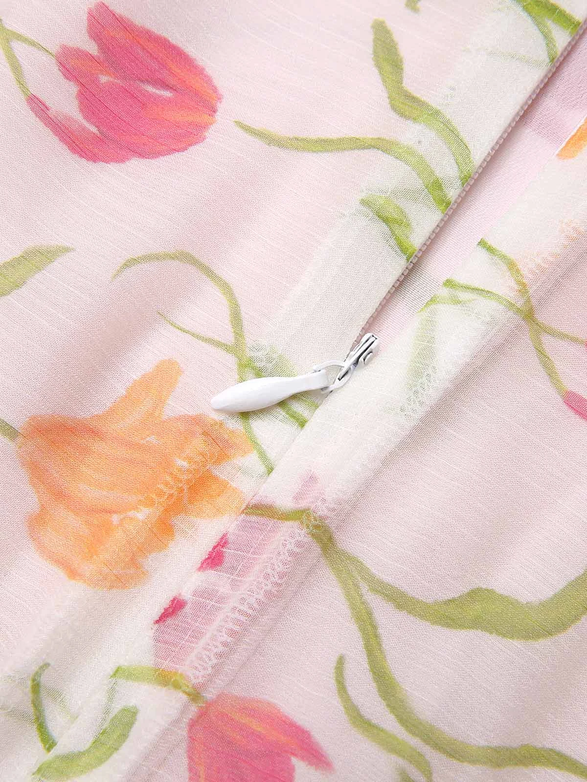 1950s Boat Neck Tulip Button Sleeveless Dress 7 1950s Boat Neck Tulip Button Sleeveless Dress - Image 7