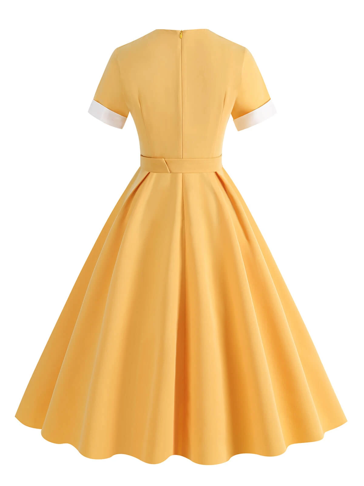 1950s Solid Contrast V-Neck Swing Dress 7 1950s Solid Contrast V-Neck Swing Dress - Image 7