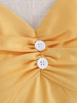 1950s Solid Contrast V-Neck Swing Dress 15 1950s Solid Contrast V-Neck Swing Dress -Candi Clothing Shop SCHL003467 Y 4