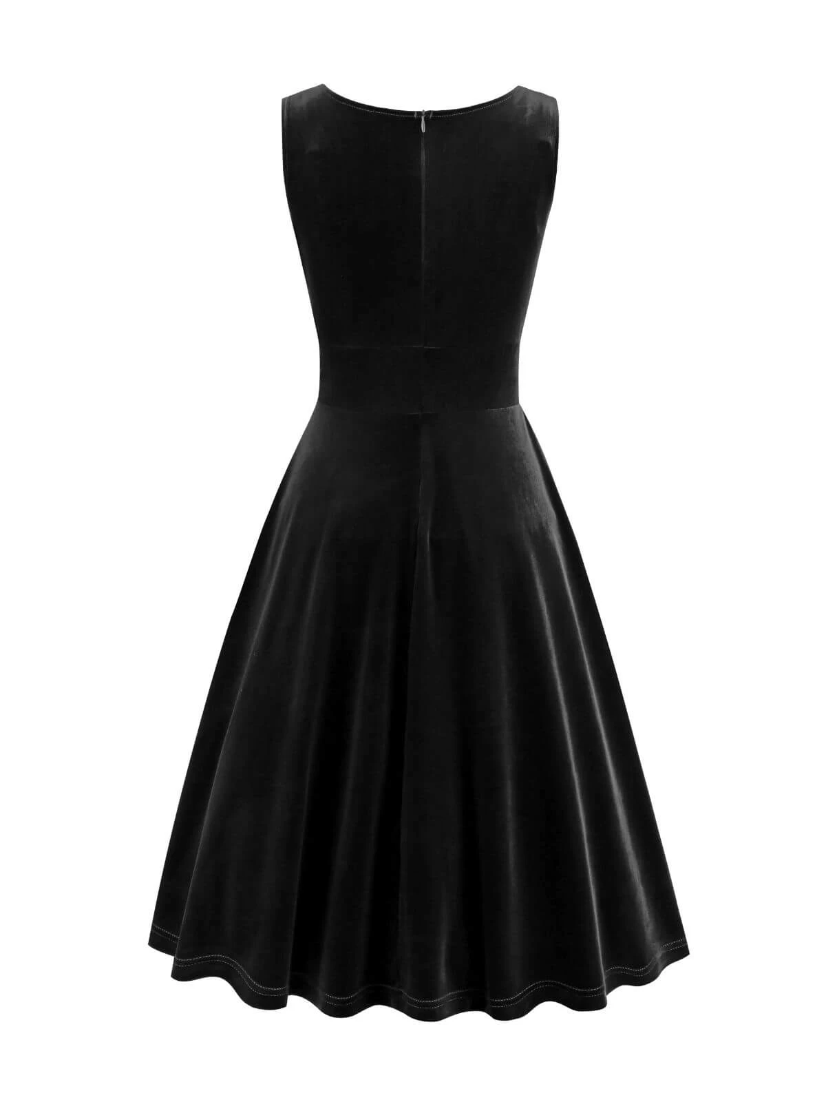 1950s Solid V-Neck Pleated Velvet Dress 6 1950s Solid V-Neck Pleated Velvet Dress - Image 6