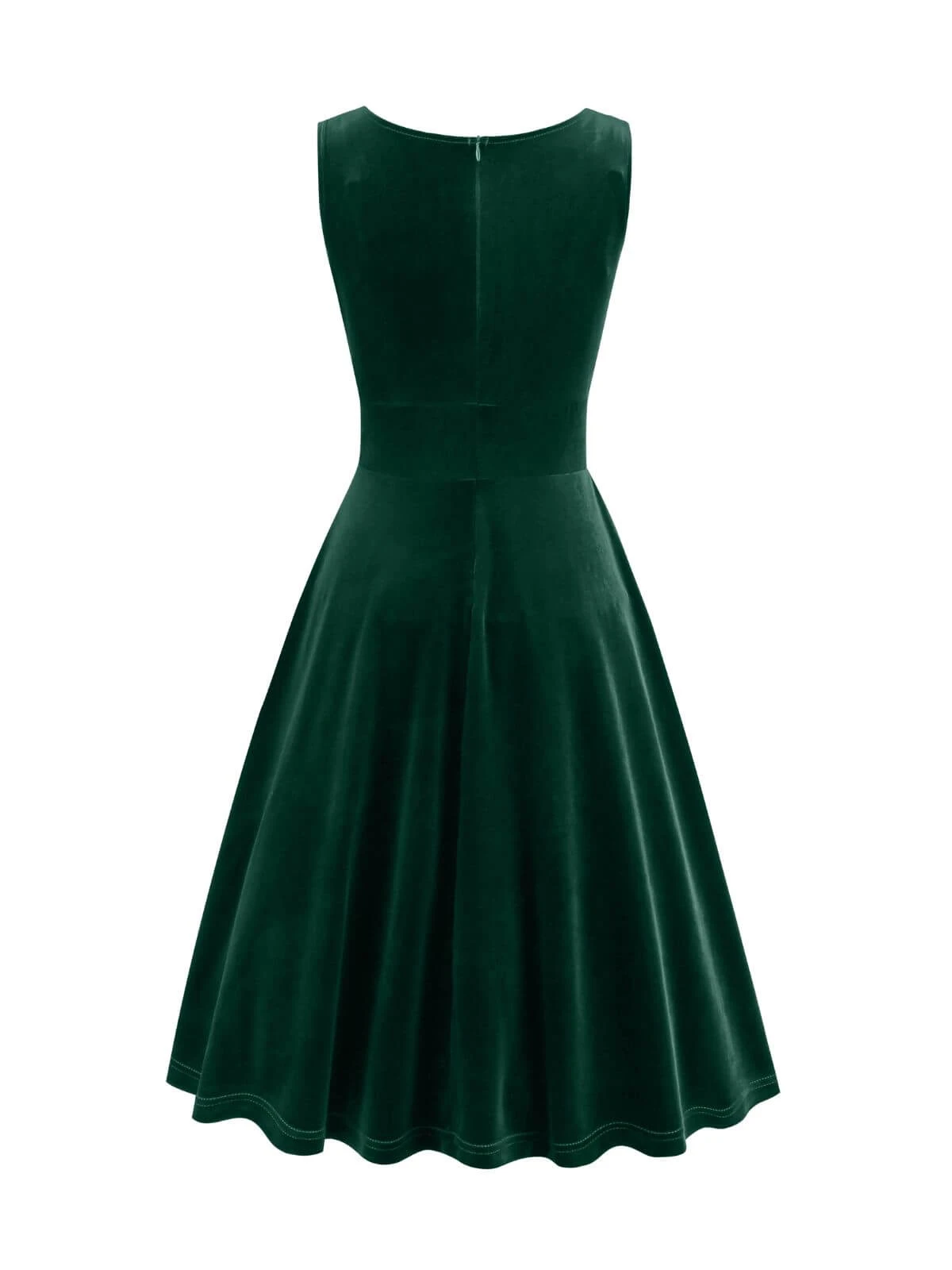 1950s Solid V-Neck Pleated Velvet Dress 4 1950s Solid V-Neck Pleated Velvet Dress - Image 4