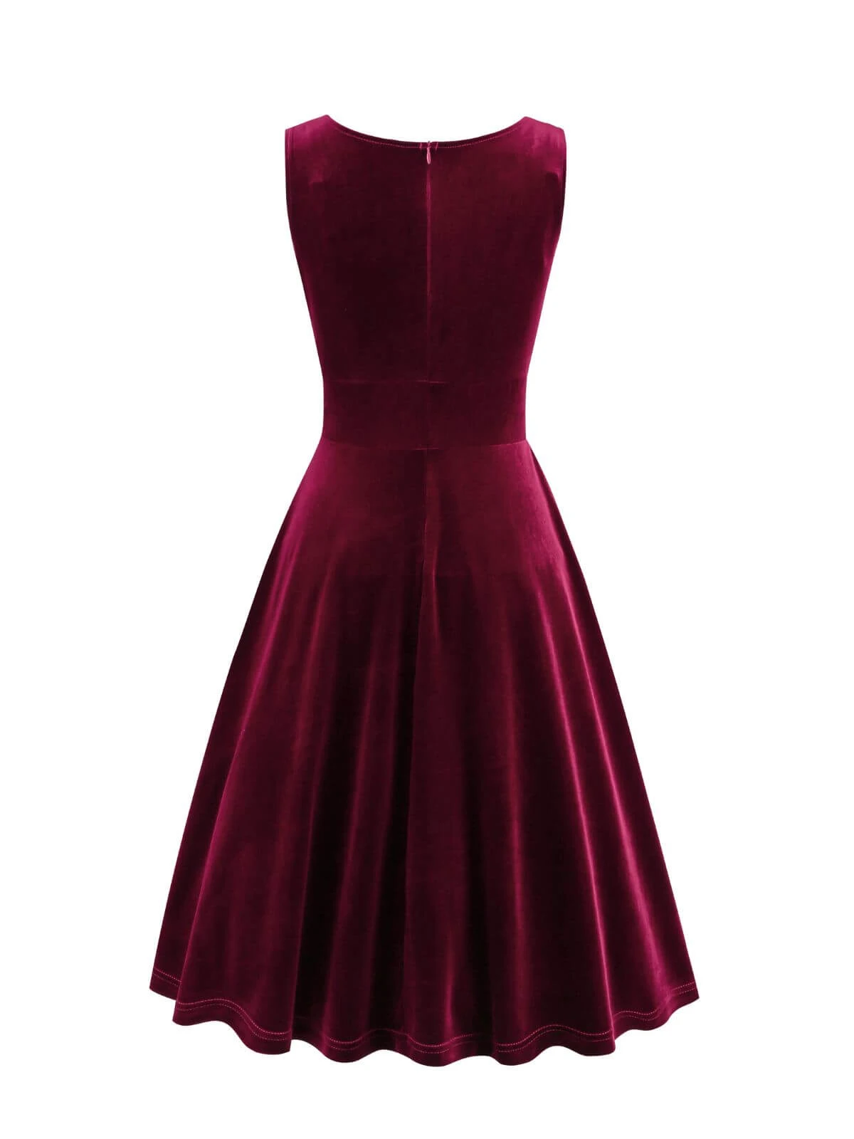 1950s Solid V-Neck Pleated Velvet Dress 2 1950s Solid V-Neck Pleated Velvet Dress - Image 2