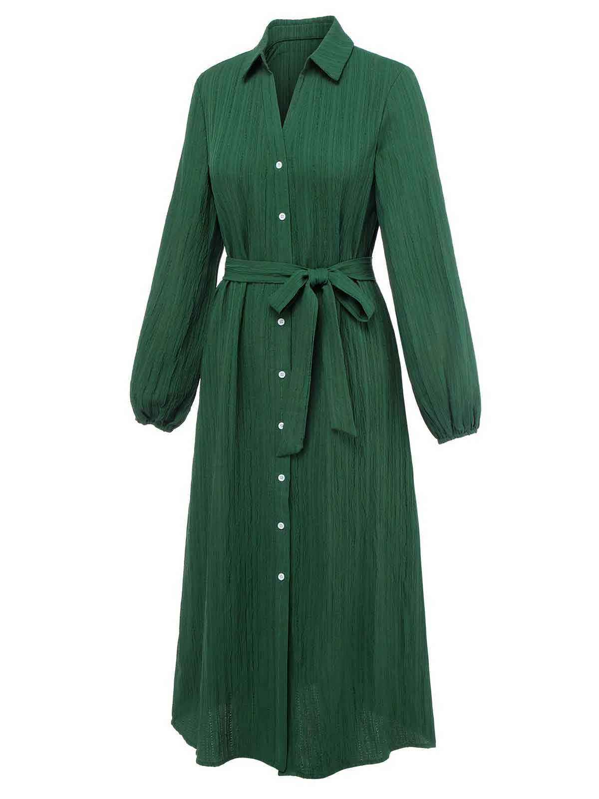 Green 1960s Lapel Loose Belted Dress 3 Green 1960s Lapel Loose Belted Dress - Image 3