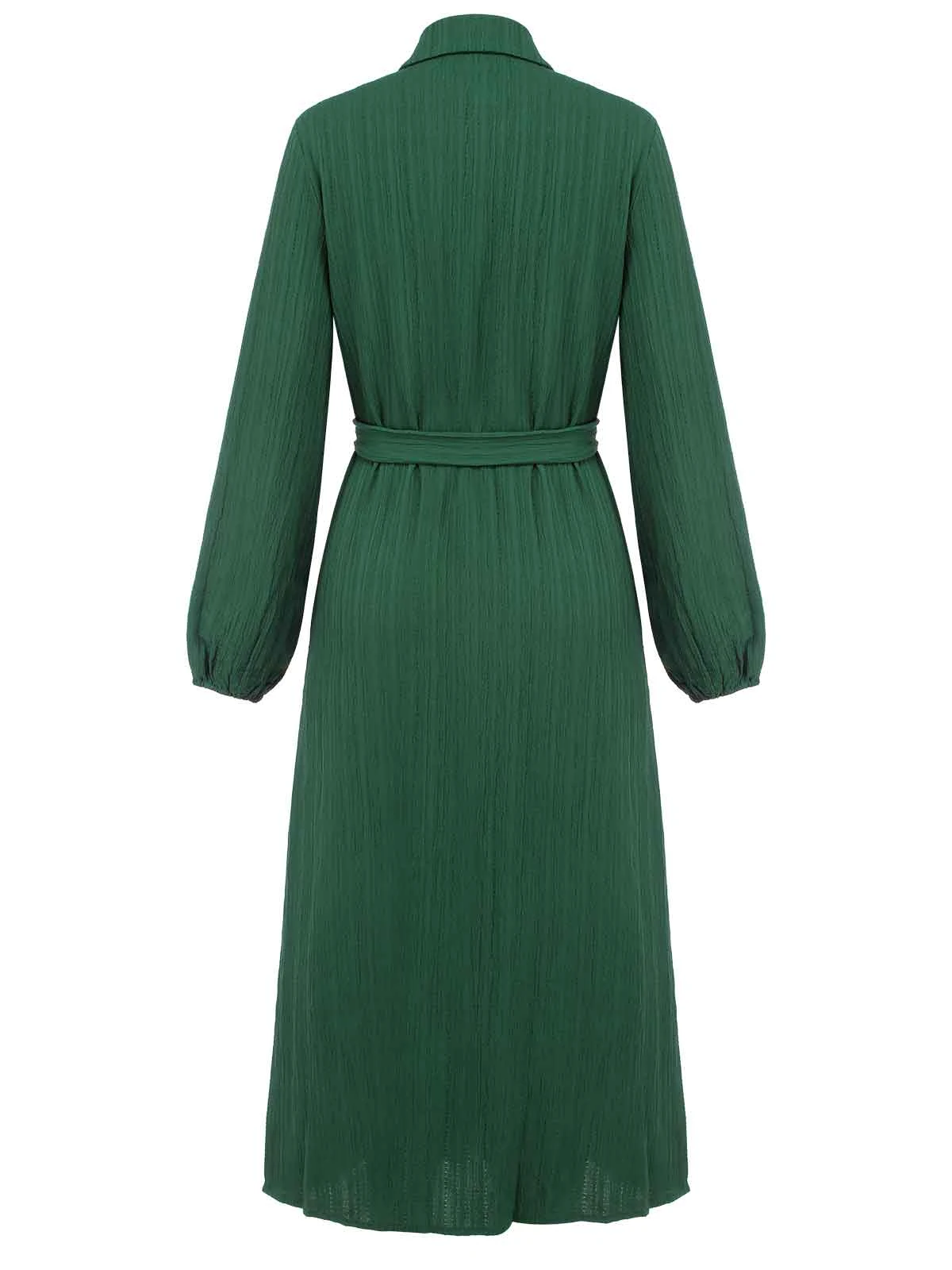 Green 1960s Lapel Loose Belted Dress 4 Green 1960s Lapel Loose Belted Dress - Image 4