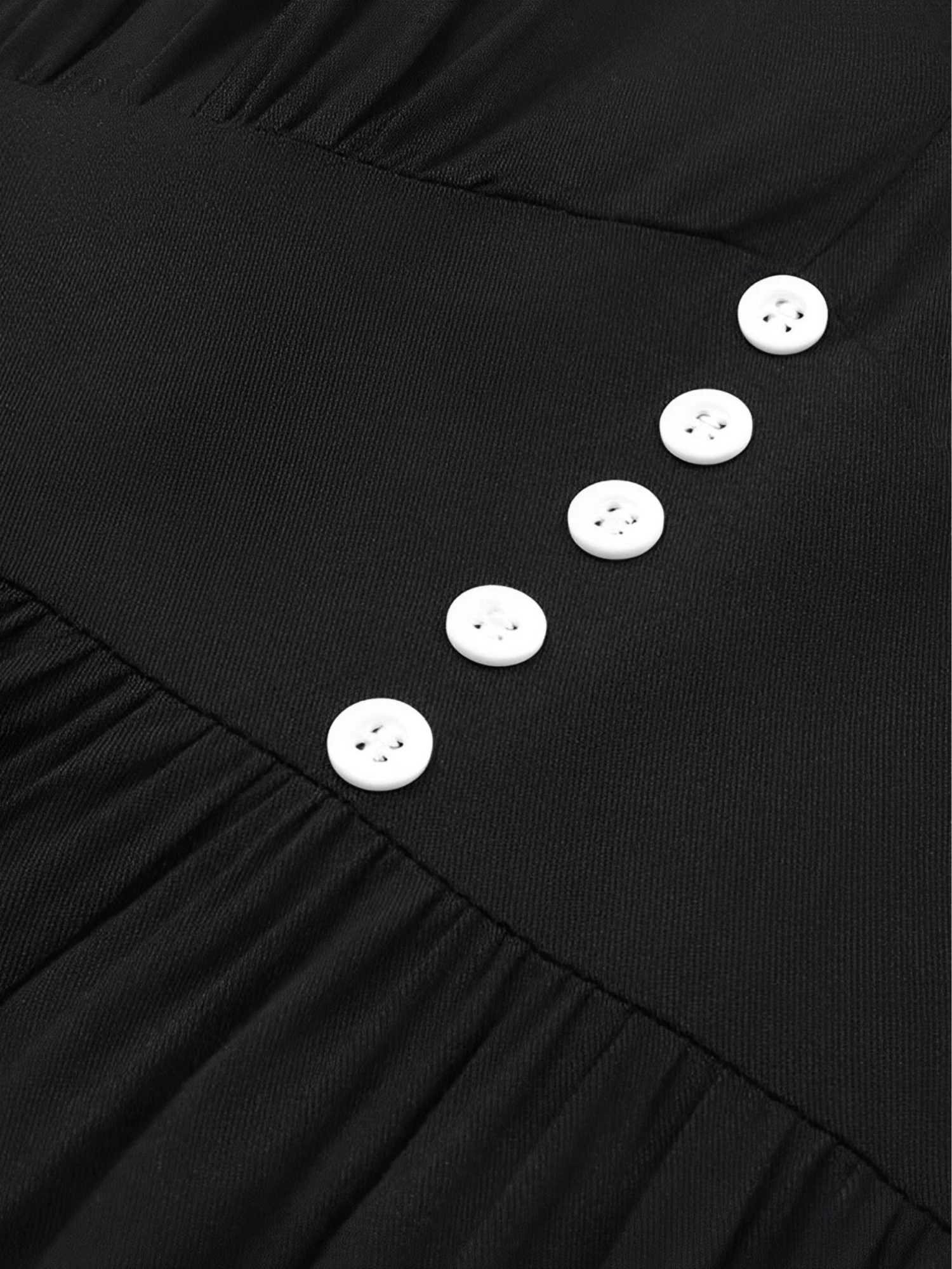 Black 1960s V-Neck Puff Sleeve Solid Dress 4 Black 1960s V-Neck Puff Sleeve Solid Dress - Image 4