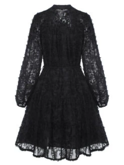 1950s Solid Floral Puff Lace Dress 37 1950s Solid Floral Puff Lace Dress -Candi Clothing Shop SCHL003524 3
