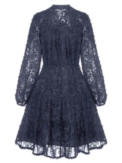 1950s Solid Floral Puff Lace Dress 30 1950s Solid Floral Puff Lace Dress -Candi Clothing Shop SCHL003524 DBL 4