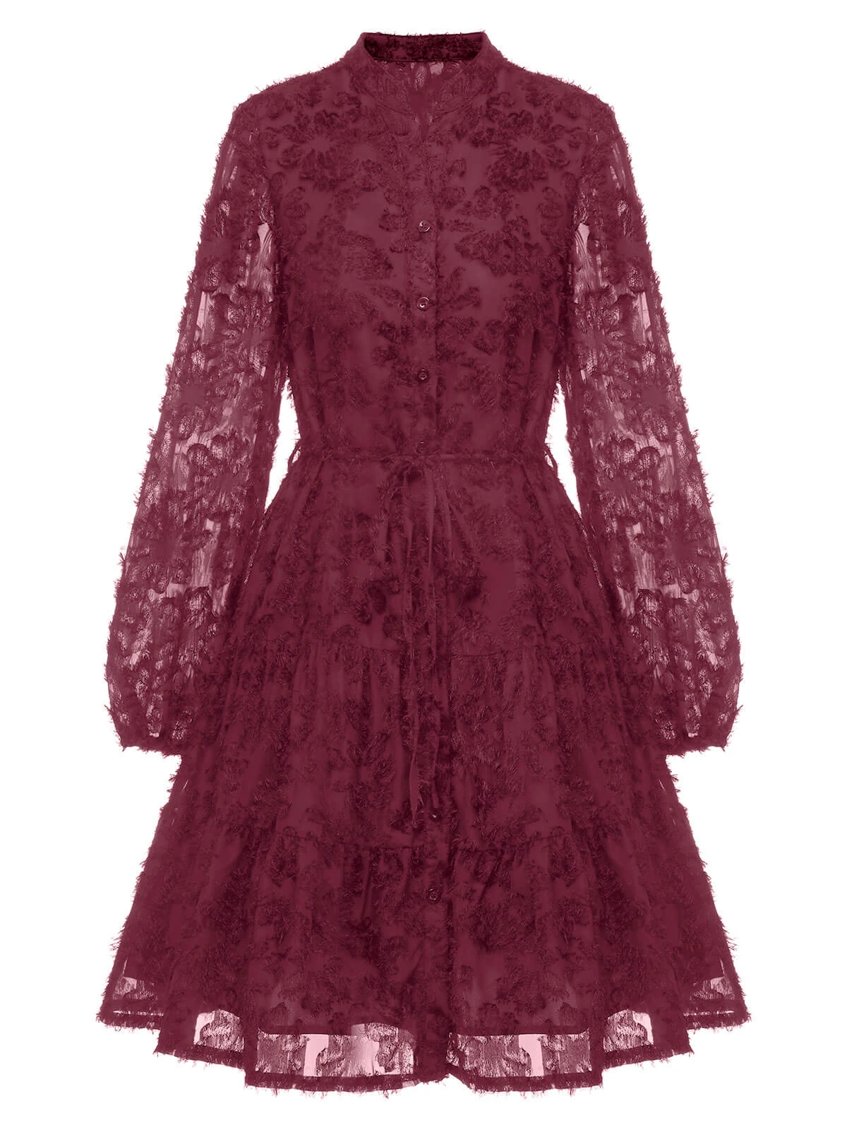 1950s Solid Floral Puff Lace Dress 2 1950s Solid Floral Puff Lace Dress - Image 2