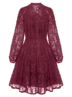 1950s Solid Floral Puff Lace Dress 23 1950s Solid Floral Puff Lace Dress -Candi Clothing Shop SCHL003524 WR 4