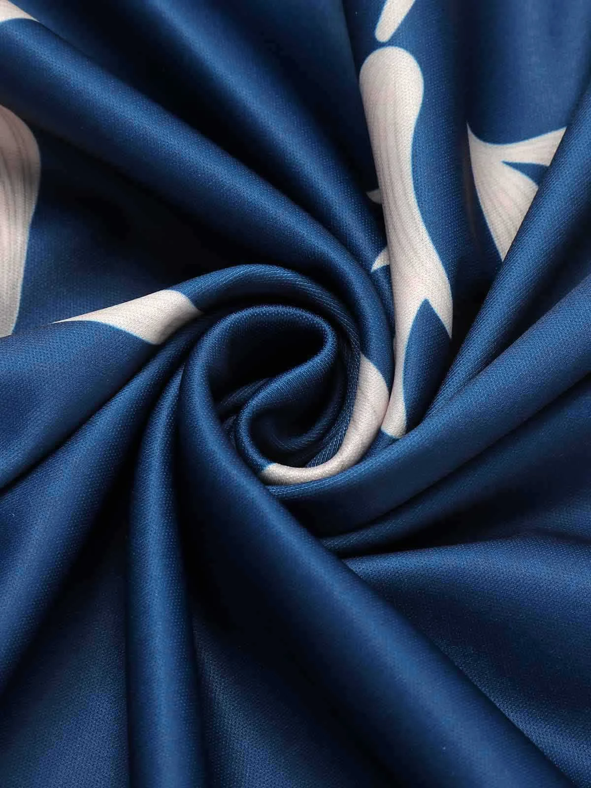 Blue 1940s One-Shoulder Plants Slit Dress 6 Blue 1940s One-Shoulder Plants Slit Dress - Image 6