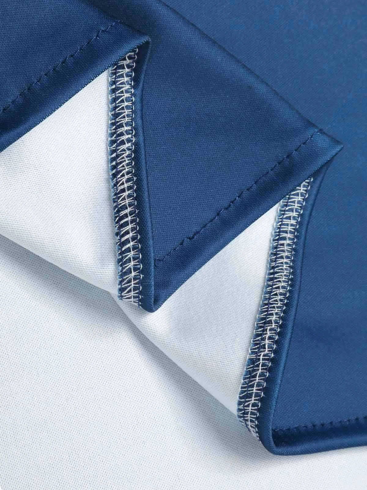 Blue 1940s One-Shoulder Plants Slit Dress 7 Blue 1940s One-Shoulder Plants Slit Dress - Image 7