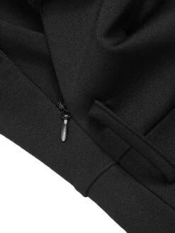 Black 1950s Solid Cold Shoulder Dress -Candi Clothing Shop SCHL003539 6