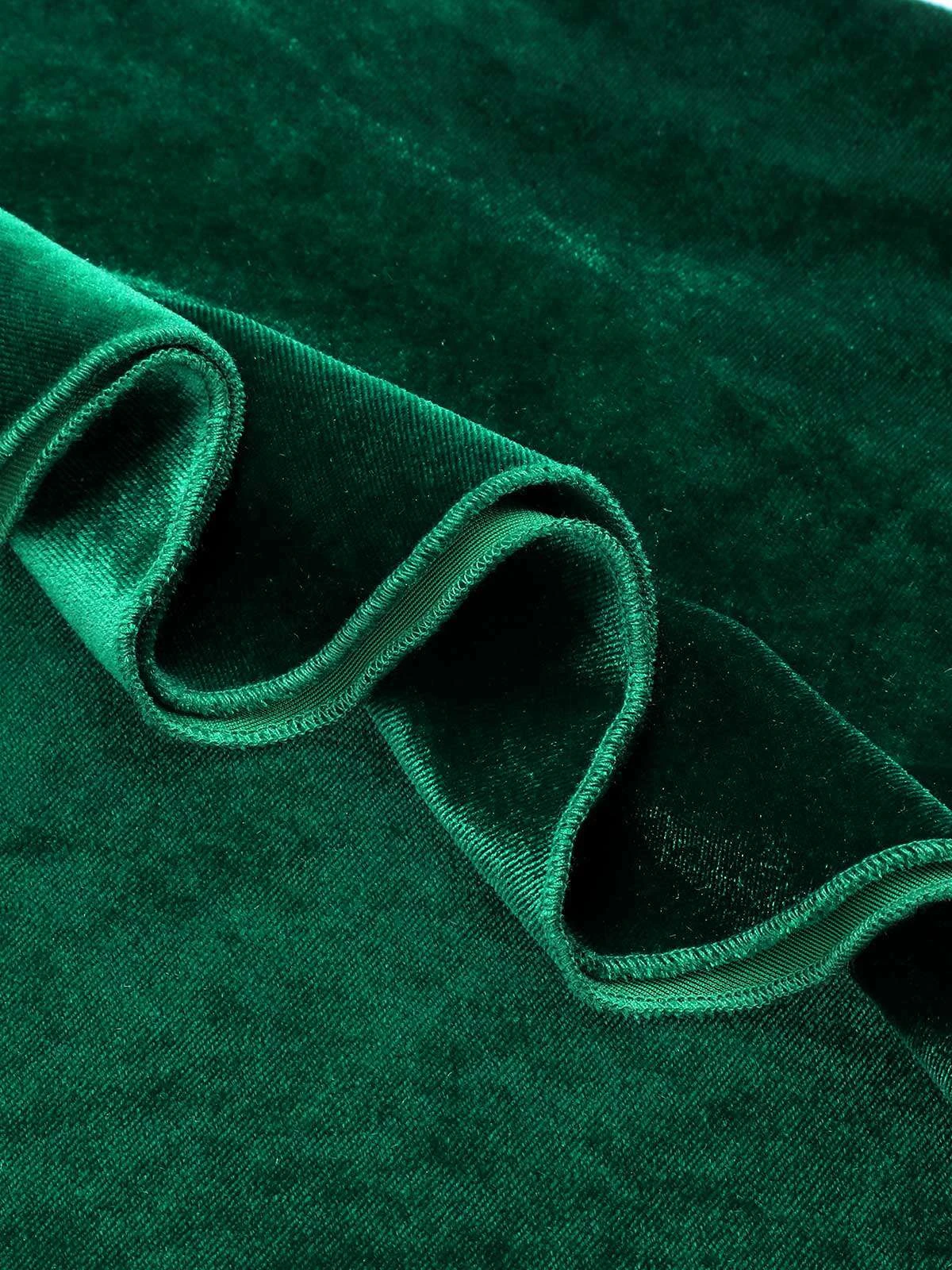 Green 1930s Velvet Off-Shoulder Ruffle-Trim Mermaid Dress 5 Green 1930s Velvet Off-Shoulder Ruffle-Trim Mermaid Dress - Image 5