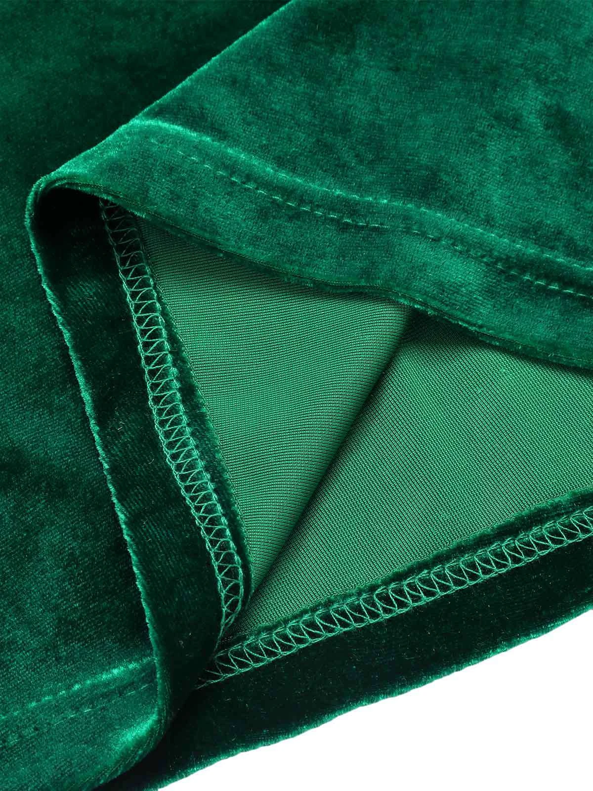 Green 1930s Velvet Off-Shoulder Ruffle-Trim Mermaid Dress 7 Green 1930s Velvet Off-Shoulder Ruffle-Trim Mermaid Dress - Image 7