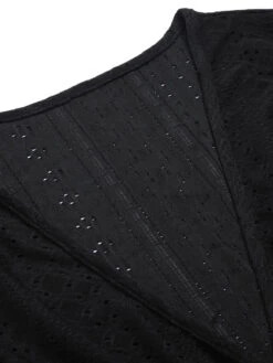 Black 1950s Leopard V-Neck Patchwork Dress 11 Black 1950s Leopard V-Neck Patchwork Dress -Candi Clothing Shop SCHL003551 4