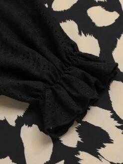 Black 1950s Leopard V-Neck Patchwork Dress 12 Black 1950s Leopard V-Neck Patchwork Dress -Candi Clothing Shop SCHL003551 5