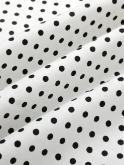 White 1960s Polka Dot Button Pencil Dress -Candi Clothing Shop SCHL003562 6