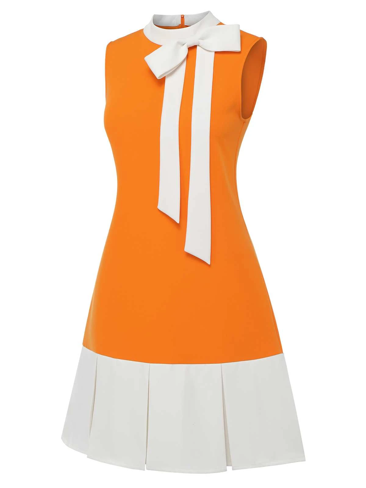 Orange 1960s Crew Bowknot Sleeveless Dress 3 Orange 1960s Crew Bowknot Sleeveless Dress - Image 3