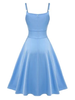 [Pre-Sale] Blue 1950s Spaghetti Straps Patchwork Dress -Candi Clothing Shop SCHL003567 3