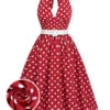 Red 1950s Polka Dot Halter Dress