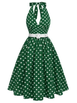 Red 1950s Polka Dot Halter Dress 17 Red 1950s Polka Dot Halter Dress -Candi Clothing Shop SCHL003568 1 1