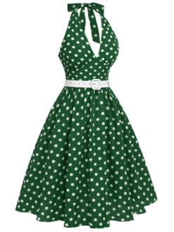 Red 1950s Polka Dot Halter Dress 18 Red 1950s Polka Dot Halter Dress -Candi Clothing Shop SCHL003568 2 1