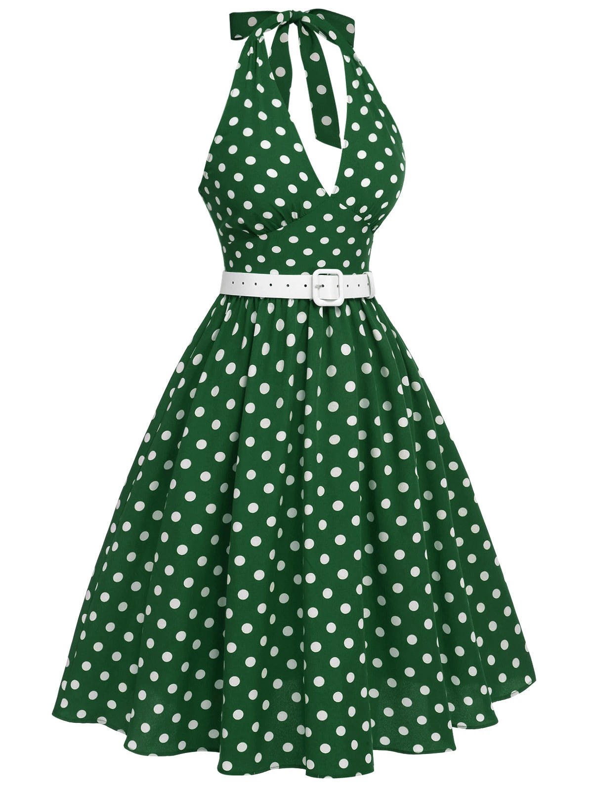 Red 1950s Polka Dot Halter Dress 9 Red 1950s Polka Dot Halter Dress - Image 9