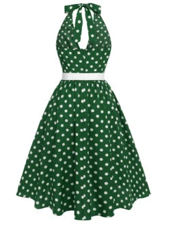 Red 1950s Polka Dot Halter Dress 19 Red 1950s Polka Dot Halter Dress -Candi Clothing Shop SCHL003568 3 1