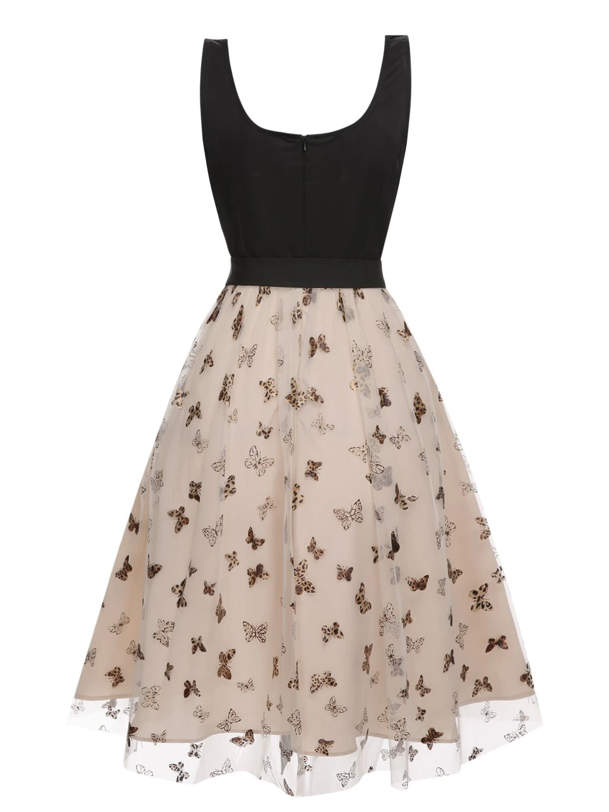 Beige 1950s Mesh Butterfly Strap Dress 4 Beige 1950s Mesh Butterfly Strap Dress - Image 4