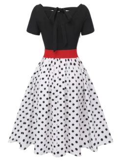 [Pre-Sale] Black 1950s Polka Dots Boat Neck Dress -Candi Clothing Shop SCHL003582 3