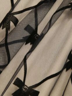 Black 1950s V-Neck Bow Mesh Dress -Candi Clothing Shop SCHL003584 5 compressed