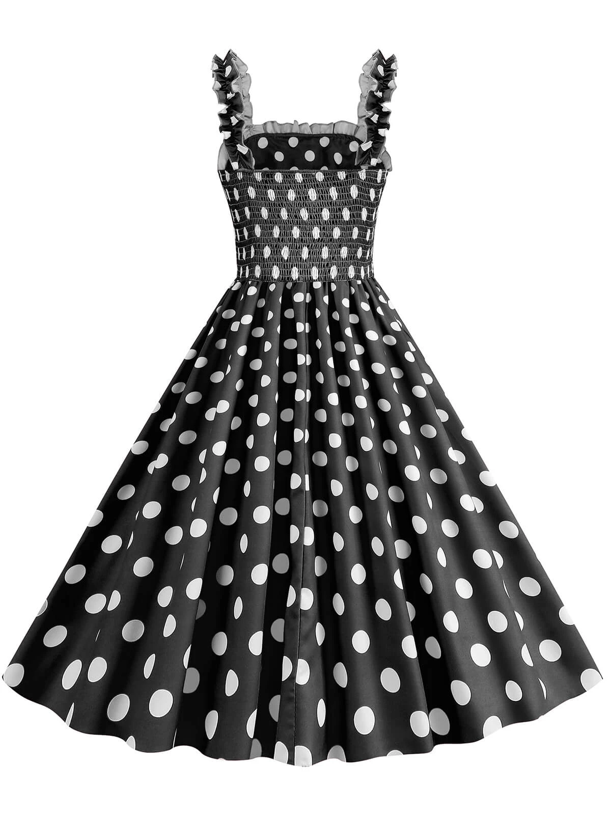 1950s Polka Dot Smocking Strap Dress 10 1950s Polka Dot Smocking Strap Dress - Image 10