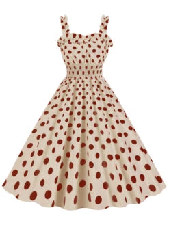 1950s Polka Dot Smocking Strap Dress 23 1950s Polka Dot Smocking Strap Dress -Candi Clothing Shop SCHL003598 BE 1