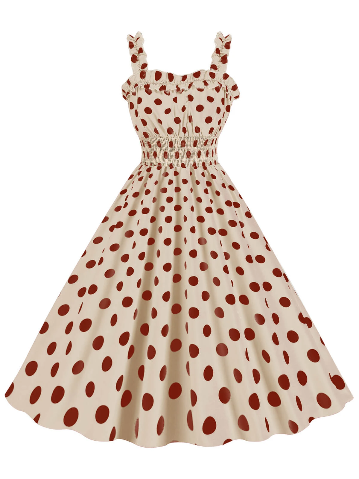 1950s Polka Dot Smocking Strap Dress 7 1950s Polka Dot Smocking Strap Dress - Image 7